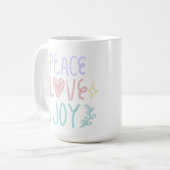 Peace Love Joy 😁 tasse de café 15oz (Devant gauche)