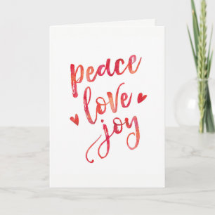Peace love joy typografie Kerst Kaart