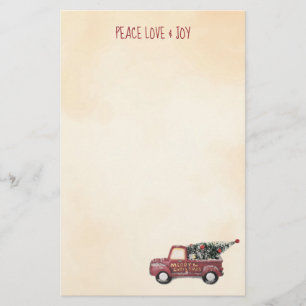 Peace Love & Joy w/ Red Speelgoed Truck Merry Kers Briefpapier