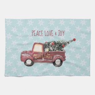 Peace Love & Joy w/ Red Speelgoed Truck Merry Kers Theedoek