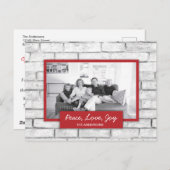 Peace Love Joy White Brick Wall Carte photo de vac (Devant / Derrière)