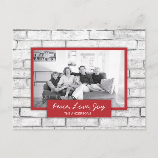 Peace Love Joy White Brick Wall Carte photo de vac (Devant)