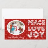 Peace Love Joy Winter Happy Holidays Carte photo (Devant / Derrière)