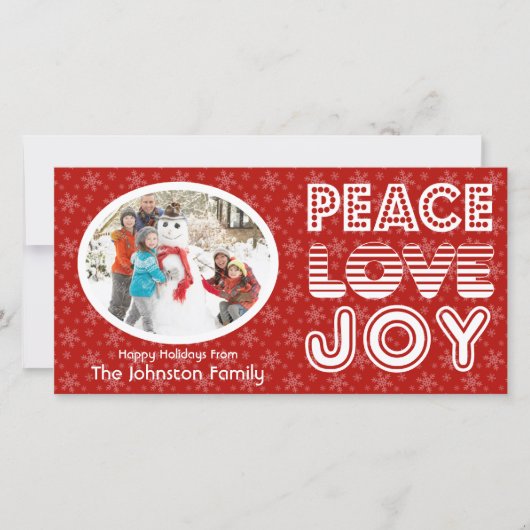 Peace Love Joy Winter Happy Holidays Carte photo (Devant)