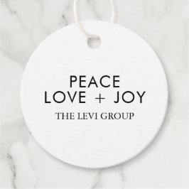 Peace Love Joy Wit Zwart Kerst Chique Vakantie Bedankjes Labels