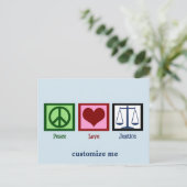 Peace Love Justice Briefkaart (Staand voorkant)
