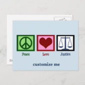 Peace Love Justice Briefkaart (Voorkant / Achterkant)