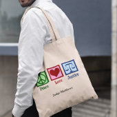 Peace Love Justice Gepersonaliseerde advocaat of r Tote Bag