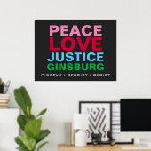 Peace Love Justice GINSBURG Poster (Thuiskantoor)