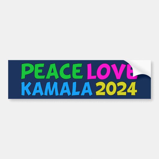 Peace Love Kamala Harris Schattige 2024 Bumpersticker (Voorkant)