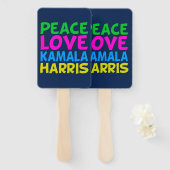 Peace Love Kamala Harris Schattige Blauw Handwaaier (Voorkant en achterkant)