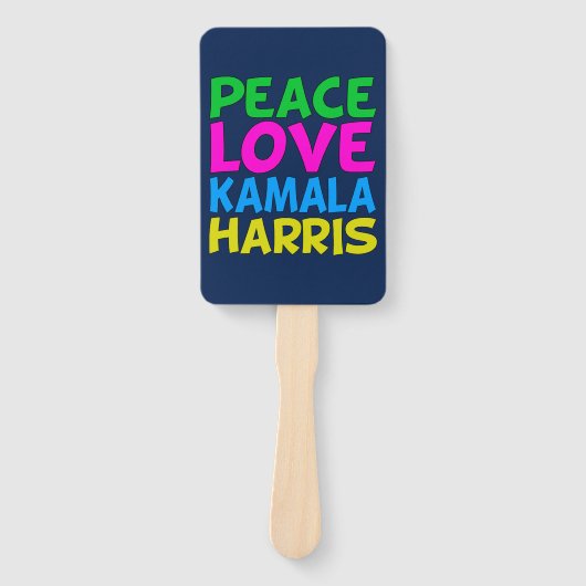 Peace Love Kamala Harris Schattige Blauw Handwaaier (Voorkant)