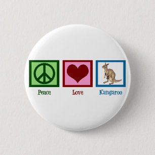 Peace Love Kangaroo Ronde Button 5,7 Cm