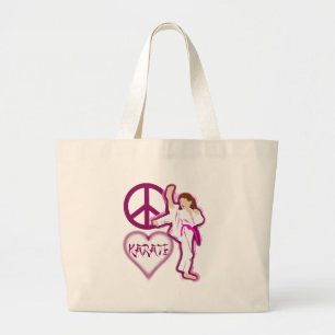 Peace Love Karate Girl Customize Personalized Grote Tote Bag