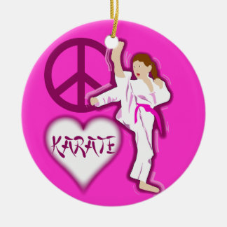 Peace Love Karate Girl Customize Personalized Keramisch Ornament