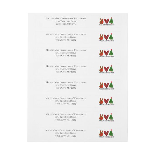 Peace Love kerstfeestdag Return-adres (Vel)