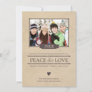 Peace & Love kerstfoto Flat Kaart