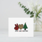 Peace Love Kerstmis Briefkaart (Staand voorkant)