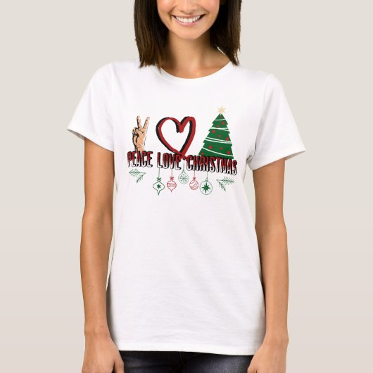 Peace Love Kerstmis T-shirt (Voorkant)