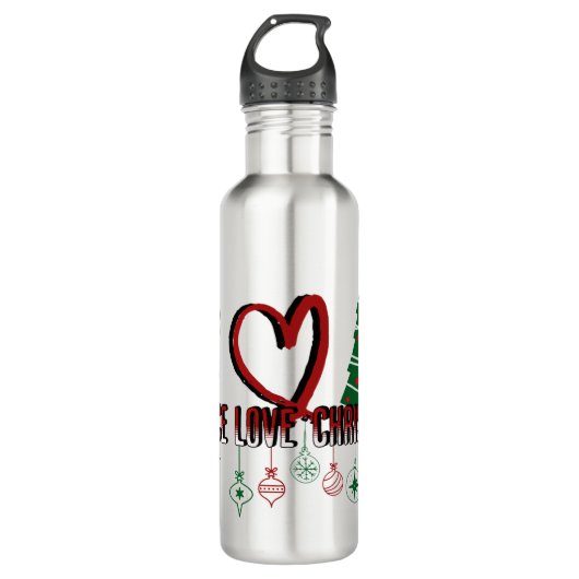 Peace Love Kerstmis Waterfles (Voorkant)