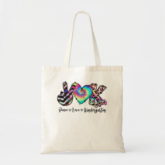Peace Love Kindergarten Teacher Student Kinder Tea Tote Bag (Voorkant)