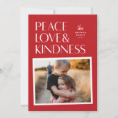 Peace Love & Kindness Holiday Carte photo de Noël (Devant)