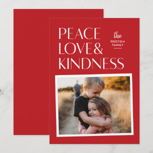Peace Love & Kindness Holiday - kerstfotokaart Feestdagenkaart