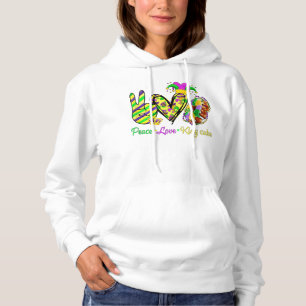 Peace Love King Cake Mardi Gras Mannen Vrouwen Kin Hoodie