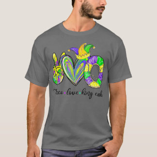 Peace Love King Cake Mardi Gras Mannen Vrouwen Kin T-shirt