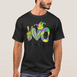 Peace Love King Cake Mardi Gras Mannen Vrouwen Kin T-shirt