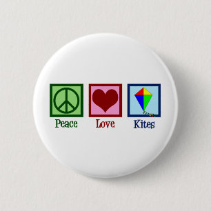 Peace Love Kites Ronde Button 5,7 Cm
