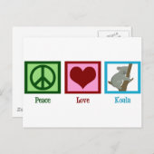 Peace Love Koala Beer Briefkaart (Voorkant / Achterkant)
