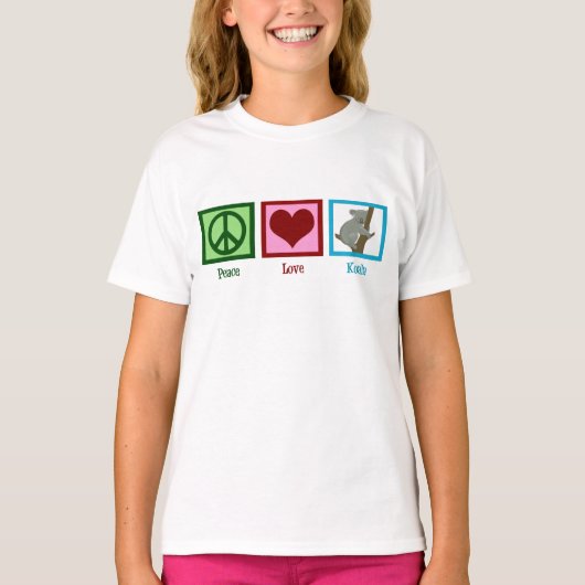 Peace Love Koala Beer Cute Kinder T-shirt (Voorkant)