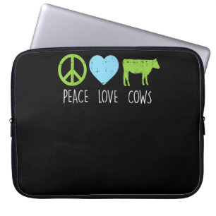 Peace Love Koeien Hippie Farming Dairy Farmer Laptop Sleeve