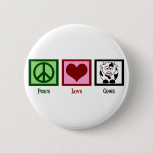 Peace Love Koeien Ronde Button 5,7 Cm