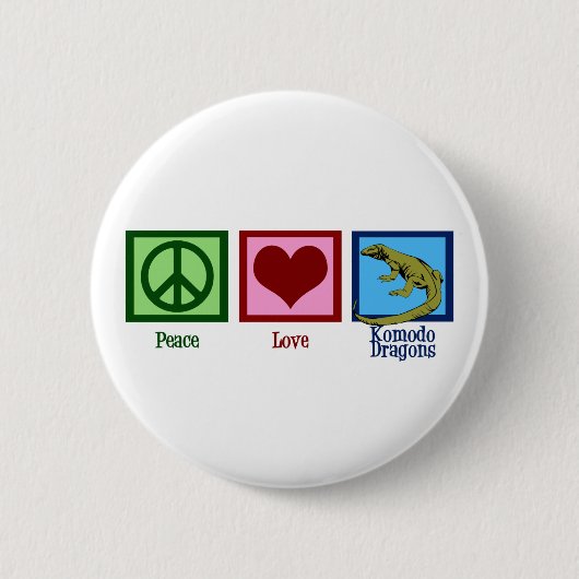 Peace Love Komodo Dragons Ronde Button 5,7 Cm (Voorkant)