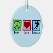 Peace Love Lacrosse Kerstmis Keramisch Ornament (Rechts)