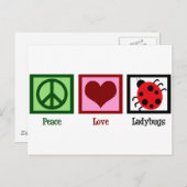 Peace Love Ladybugs Briefkaart (Voorkant / Achterkant)