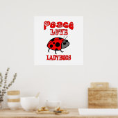 Peace Love Ladybugs Poster (Keuken)