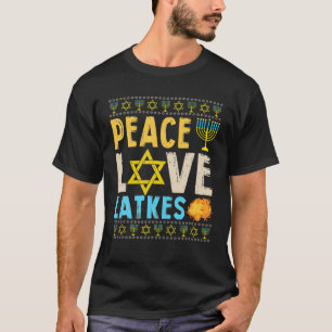 Peace Love Latkes Funny Hanukkah Chanukah Joods C T-shirt