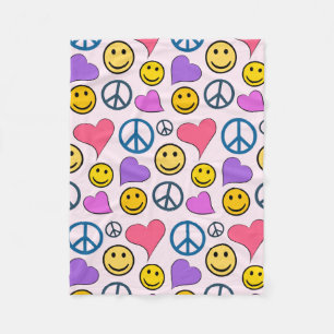 Peace Love Laugh Pattern Fleece Deken