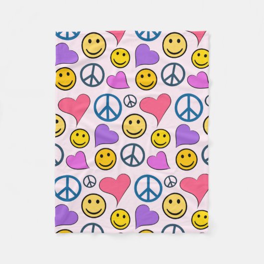Peace Love Laugh Pattern Fleece Deken (Voorkant)
