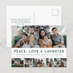 Peace, Love & Laughter MultiPhoto Holiday Briefkaa Feestdagenkaart