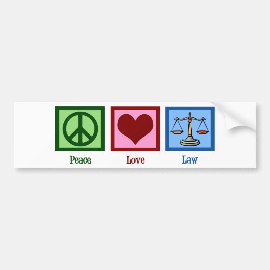 Peace Love Law Bumpersticker (Voorkant)