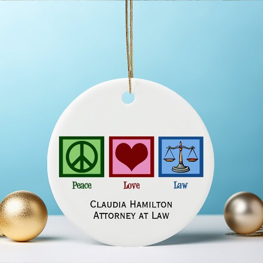 Peace Love Law School Custom Afstuderen Gift Keramisch Ornament
