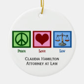 Peace Love Law School Custom Afstuderen Gift Keramisch Ornament (Voorkant)