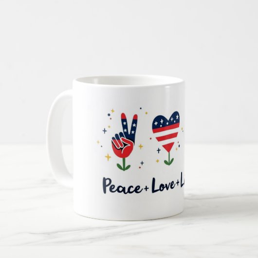 Peace Love Liberty Patriotic Mug (Devant gauche)