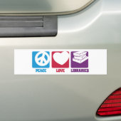 Peace Love Libraries Bumpersticker (Op auto)
