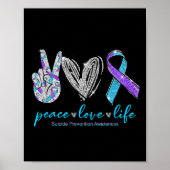 Peace Love Life Suicide Prevention Awareness Heart Poster (Voorkant)