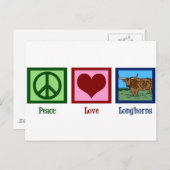 Peace Love Longhorns Briefkaart (Voorkant / Achterkant)